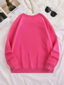 SHEIN LUNE Plus Mandala Print Thermal Lined Sweatshirt - Hot Pink - View 2