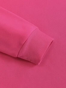 SHEIN EZwear Plus Heart & Butterfly Print Thermal Lined Sweatshirt - Hot Pink - View 3