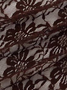 Lace Tie Front Top - Chocolate Brown - View 3