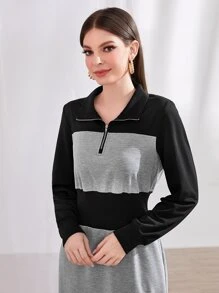 Mulvari Colourblock Half Zip Sweatshirt Dress - Multicolor - View 3