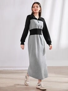 Mulvari Colourblock Half Zip Sweatshirt Dress - Multicolor - View 4