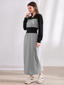 Mulvari Colourblock Half Zip Sweatshirt Dress - Multicolor - View 5