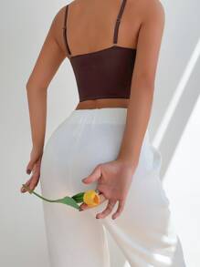 素色長款無鋼圈內衣 - 巧克力棕 - 查看 2