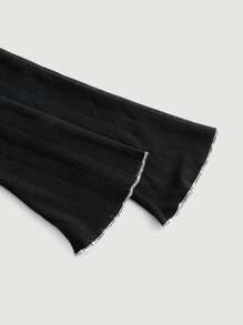 SHEIN MOD 荷葉袖拼接車縫T恤 - 黑色 - 查看 7