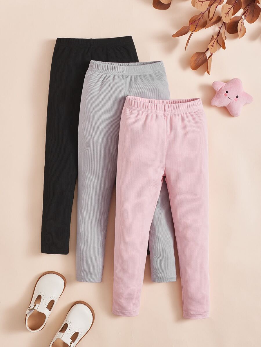 Toddler Girls 3pcs Rib-knit Leggings - Multicolor - View 1