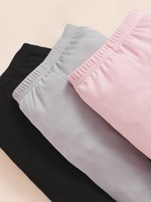 Toddler Girls 3pcs Rib-knit Leggings - Multicolor - View 3