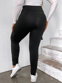 Calvaya Plus Flap Pocket Side Leggings - Black - View 2