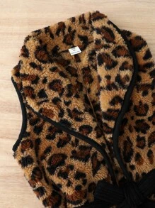 SHEIN 年輕女孩豹紋腰帶背心外套＆褲子＆短袖 - 彩色 - 查看 4