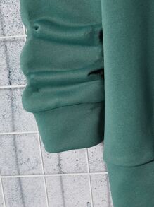 GENTILAND Men Plus Slogan Graphic Mock Neck Sweatshirt - Dark Green - View 3