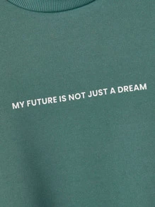 GENTILAND Men Plus Slogan Graphic Mock Neck Sweatshirt - Dark Green - View 4