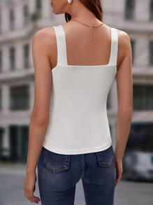 SHEIN Privé 蕾絲拼接寬帶上衣 - 白色 - 查看 2