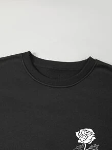 Manfinity Dauomo Áo nỉ Nam Hoa Giải trí - màu đen - Xem 4