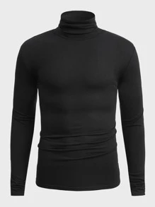 Manfinity VCAY Men Solid High Neck Tee - Black - View 1