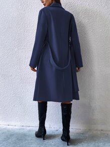 SHEIN Privé 西裝領雙排釦腰帶外套