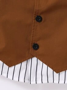 SHEIN 男小童條紋圖案前蝴蝶結二合一襯衫和褲子 - 彩色 - 查看 5