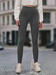 SHEIN Essnce 素色高腰緊身打底褲