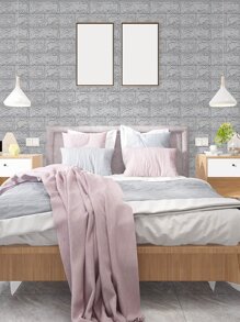 1入組3D銀色牆貼,牆紙自黏式泡沫柔軟磚塊,DIY家庭廚房客廳裝飾用品,防水教室貼紙塗鴉牆貼,家庭裝飾 - 銀色 - 查看 4