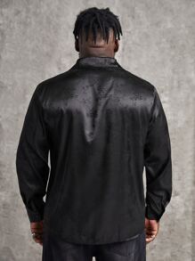 Manfinity Men Plus Floral Jacquard Shirt - Black - View 2