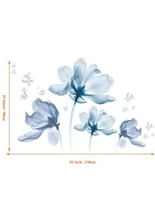 1개 꽃 패턴 벽 스티커 - 블루 - 보기 5