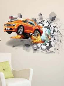1 件自粘式可移除 3D 立体汽车、篮球、恐龙墙贴套装