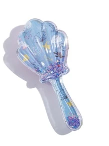 1入組兒童發墊刷，卡通貝殼圖案髮刷，超柔軟梳齒輕鬆穿過纏結，適合濕幹長細發和所有髮質，適合男士、女士、男孩和女孩