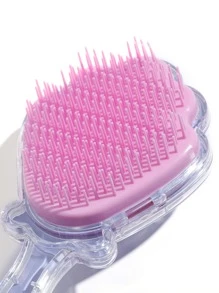 1入組兒童發墊刷，卡通貝殼圖案髮刷，超柔軟梳齒輕鬆穿過纏結，適合濕幹長細發和所有髮質，適合男士、女士、男孩和女孩