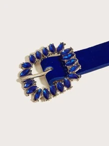 加大码 XXL 天鹅绒腰带，带水钻，海军蓝，休闲时尚，适合连衣裙、牛仔裤、派对、婚礼、母亲节礼物，夏季、秋季、万圣节 - 藍色 - 查看 5