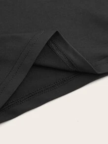 SHEIN ICON Solid Stand Collar Tank Top Asymmetrical Top - Black - View 4