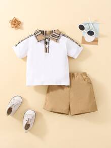 Đứa bé trai Kẻ sọc Áo polo & Quần short - Nhiều màu - Xem 1