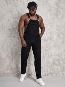 Manfinity VCAY Men Cotton Flap Pocket Denim Dungaree - Black - View 6