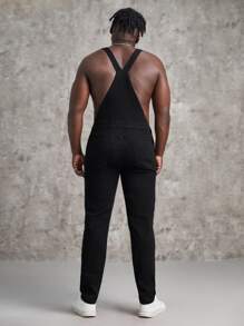 Manfinity VCAY Men Cotton Flap Pocket Denim Dungaree - Black - View 2