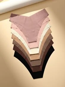 Women's Casual Comfy High Stretch Fabric Multicolor Plain Bikini Briefs - Multicolor - View 1