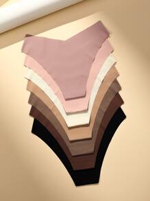 Women's Casual Comfy High Stretch Fabric Multicolor Plain Bikini Briefs - Multicolor - View 2