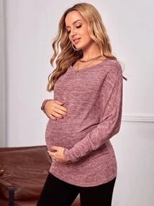 SHEIN Maternity Drop Shoulder Tee - Apricot - View 3
