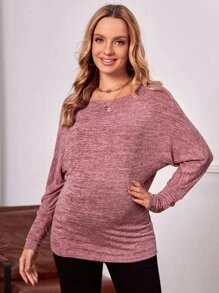 SHEIN Maternity Drop Shoulder Tee - Apricot - View 4
