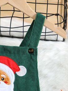 小女童聖誕刺繡燈芯絨背帶洋裝