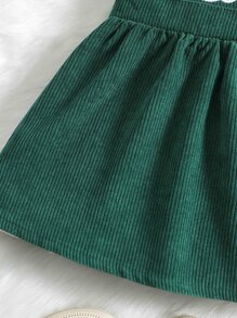 小女童聖誕刺繡燈芯絨背帶洋裝