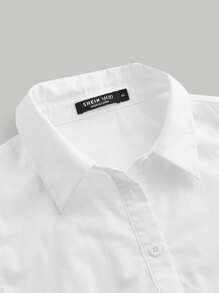 SHEIN MOD Gigot Sleeve Button Front Shirt - White - View 6