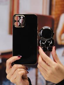 Plating Phone Case With Astronaut Design Phone Grip Compatible With iPhone 15/15Pro/15Plus/15Promax - Black - View 6