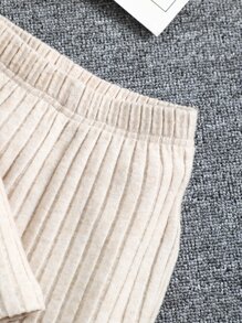 SHEIN Cô Gái Trẻ Chất rắn Áo Hoodie & Quần - Màu be - Xem 4