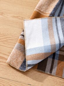 Girls Plaid Print Belted Vest Jacket & Trousers & Tee - Multicolor - View 7