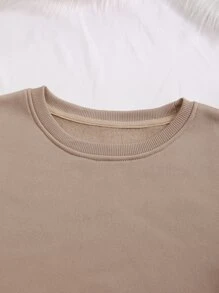 INAWLY Plus Solid Thermal Lined Sweatshirt, For Winter - Camel - View 4