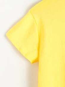 SHEIN LUNE Figure Graphic Short Sleeve Tee - Yellow - View 4