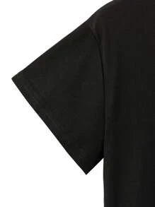 SHEIN LUNE Heart And Letter Graphic Tee - Black - View 4