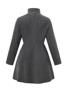 SHEIN Clasi Plus Double Breasted Overcoat Fall Cloth For Women - Dark Grey - View 2