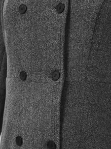 SHEIN Clasi Plus Double Breasted Overcoat Fall Cloth For Women - Dark Grey - View 4