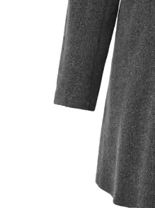 SHEIN Clasi Plus Double Breasted Overcoat Fall Cloth For Women - Dark Grey - View 5