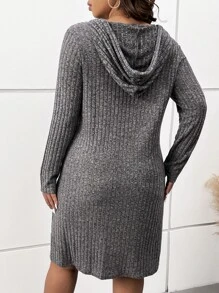 SHEIN LUNE Đầm Plus Size màu trơn Giải trí - Màu xám đen - Xem 2