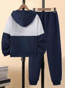 Boys Colourblock Letter Graphic Hoodie & Joggers - Multicolor - View 2
