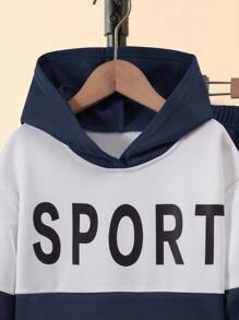 Boys Colourblock Letter Graphic Hoodie & Joggers - Multicolor - View 3